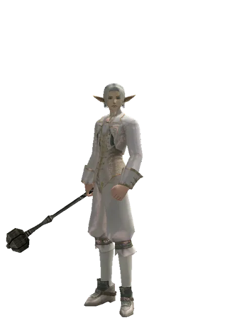 Flanged Mace on a male Elf, front view