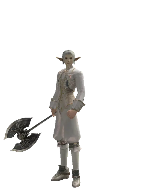 Heavy War Axe on a male Elf, front view