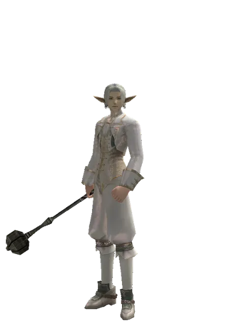 Improved Flanged Mace on a male Elf, front view