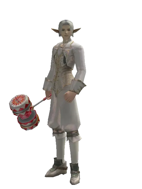Red Clown Hammer on a male Elf, front view