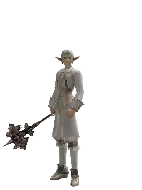 Silver Axe on a male Elf, front view