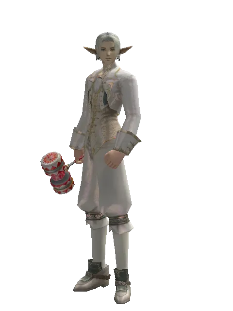 Small Red Clown Hammer on a male Elf, front view