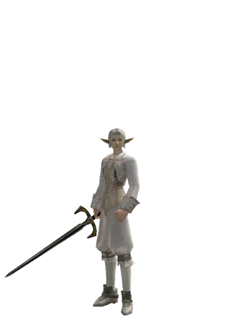 Knight's Sword on a male Elf, front view