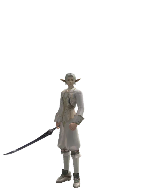 Mysterious Sword on a male Elf, front view