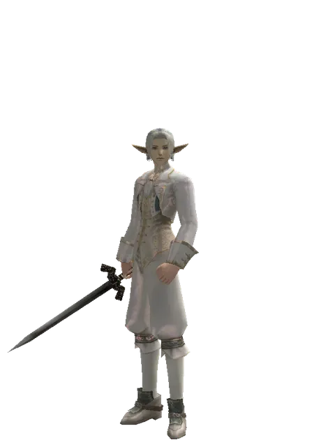 Rusted Bronze Sword on a male Elf, front view