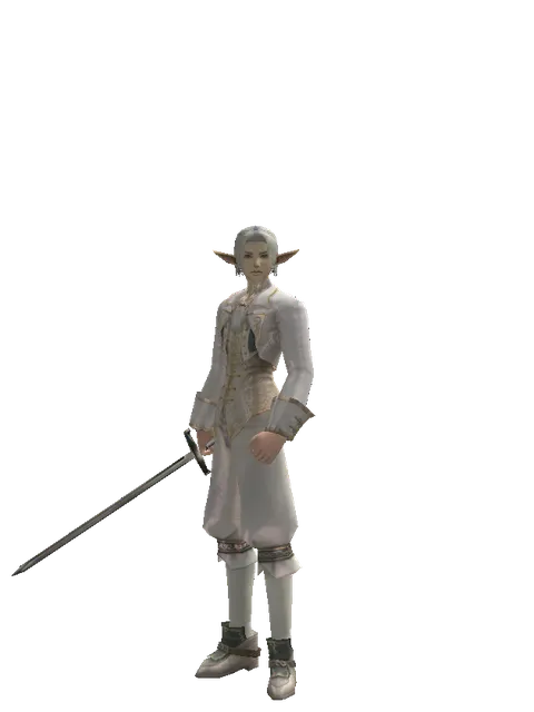Traveler's Bastard Sword on a male Elf, front view