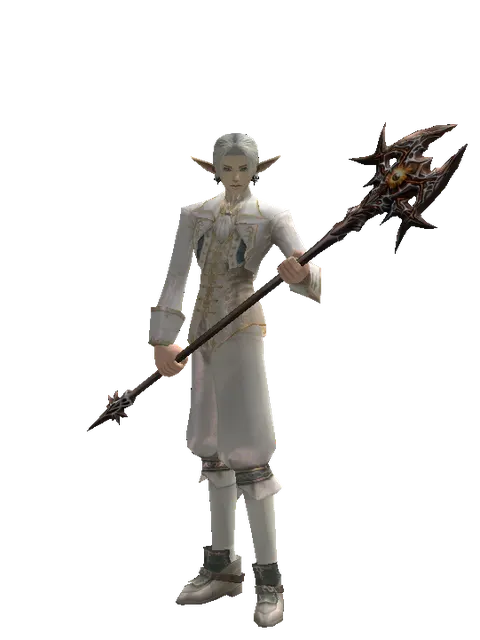 Daimon Crystal on a male Elf, front view