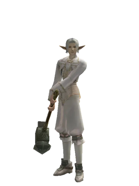 Dwarven Hammer on a male Elf, front view