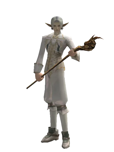 Goat Head Staff on a male Elf, front view