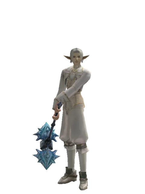 Ice Storm Hammer on a male Elf, front view