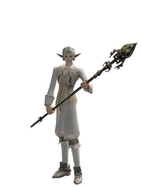 Staff of Evil Spirits on a male Elf, front view