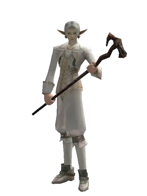 Staff of Sentinel on a male Elf, front view