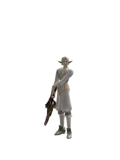 Demonic Sword Zariche on a male Elf, front view