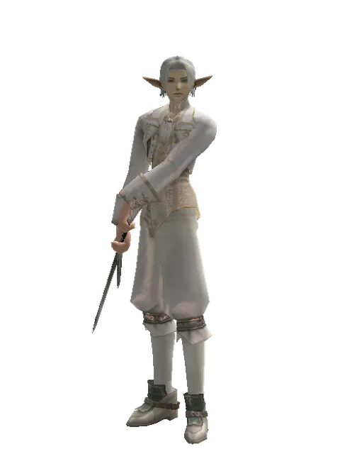 Red Sunset Sword on a male Elf, front view