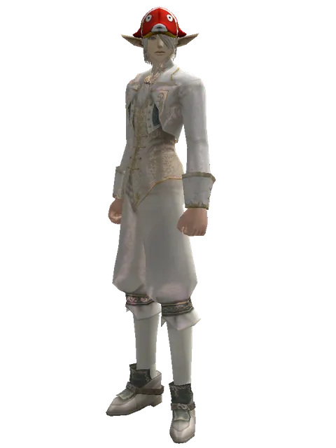 Red Fish Hat (?) on a male Elf, front view