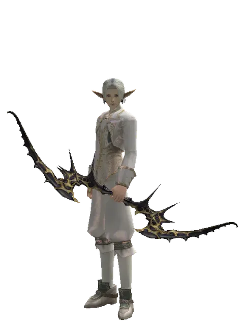 Dark Elven Long Bow on a male Elf, front view