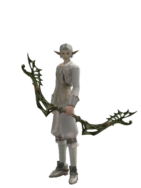 Gastraphetes on a male Elf, front view
