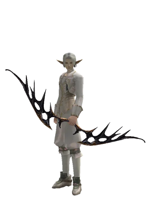Traveler's Dark Elven Bow on a male Elf, front view