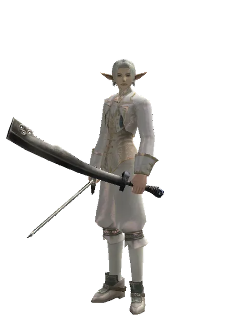 Bastard Sword*Crimson Sword on a male Elf, front view