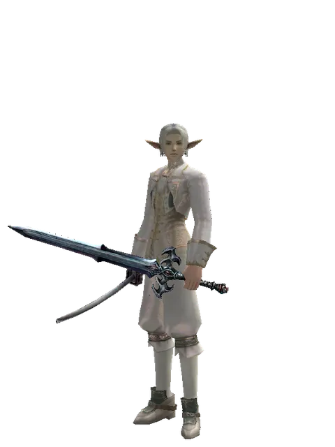 Katana*Caliburs on a male Elf, front view