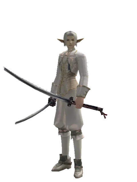 Katana*Katana on a male Elf, front view
