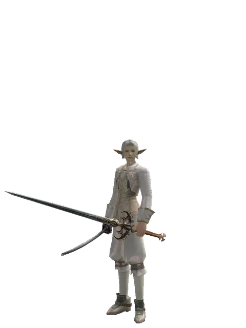 Katana*Raid Sword on a male Elf, front view