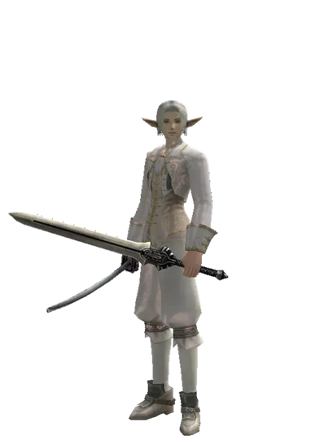 Katana*Spirit Sword on a male Elf, front view