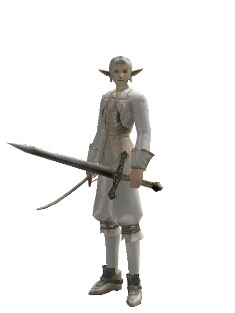 Saber*Artisan's Sword on a male Elf, front view