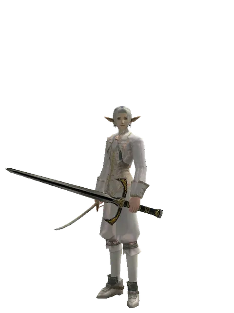 Saber*Knight's Sword on a male Elf, front view