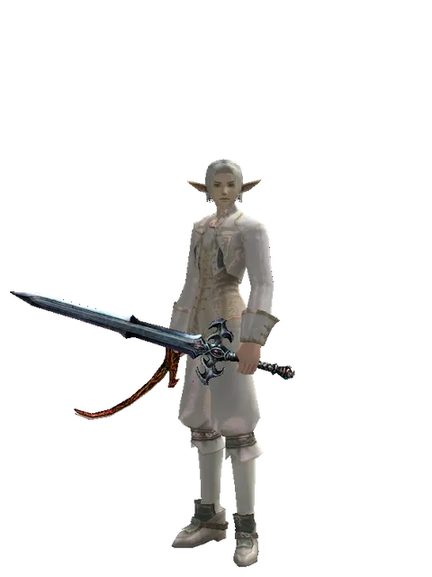 Shamshir*Caliburs on a male Elf, front view