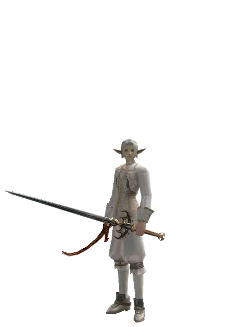 Shamshir*Raid Sword on a male Elf, front view