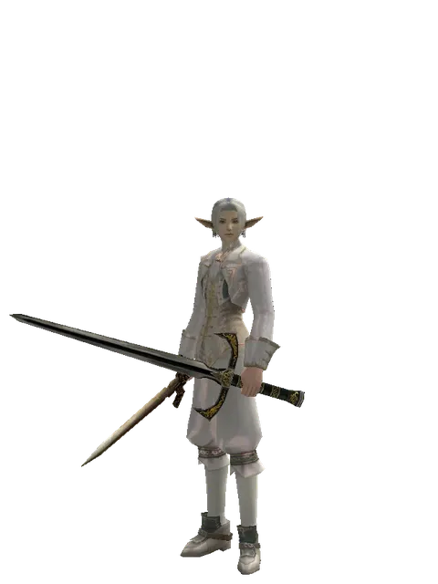 Spinebone Sword*Knight's Sword on a male Elf, front view