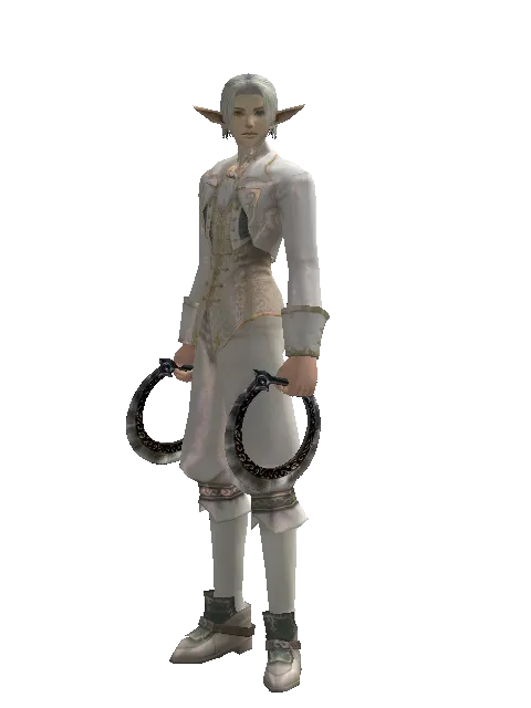 Chakram on a male Elf, front view