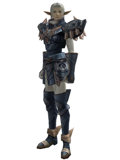 Blue Wolf Set - Heavy on a male Elf, front view