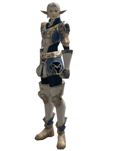 Blue Wolf Leather Set on a male Elf, front view
