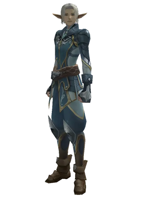 Clan Oath Set - Light on a male Elf, front view