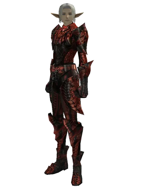 Draconic Leather Set on a male Elf, front view