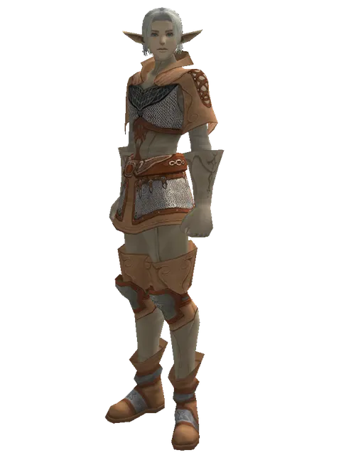 Plated Leather Set on a male Elf, front view