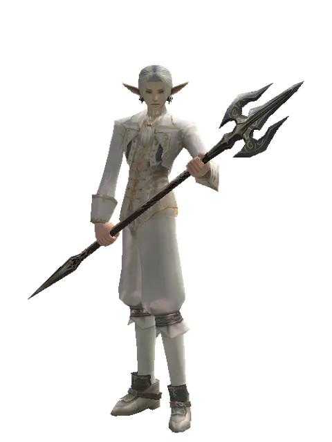 Dwarven Trident on a male Elf, front view