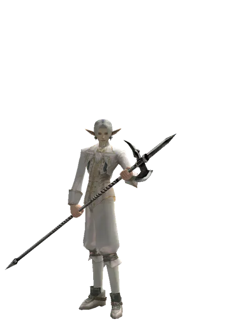 Guard Spear on a male Elf, front view