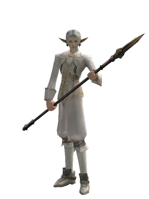 Improved Great Spear on a male Elf, front view