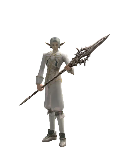 Infinity Spear on a male Elf, front view