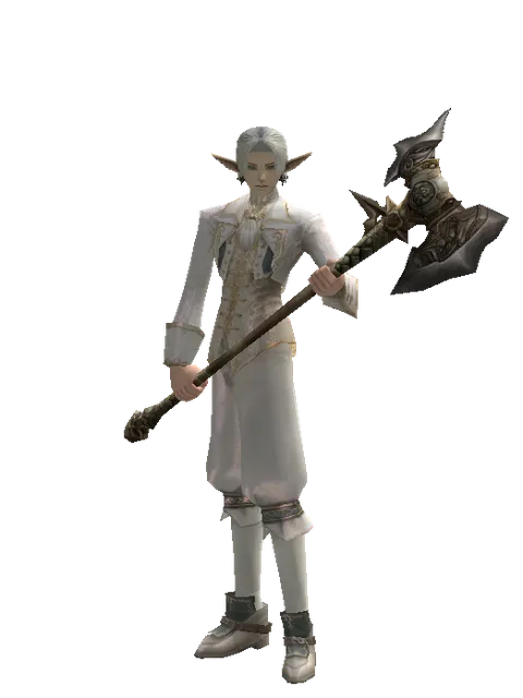 Orcish Poleaxe on a male Elf, front view
