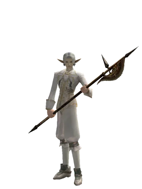 Poleaxe on a male Elf, front view