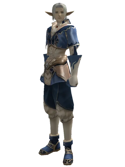Blue Wolf Set - Robe on a male Elf, front view