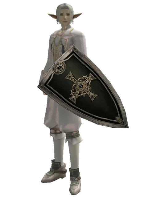 Dark Crystal Shield on a male Elf, front view