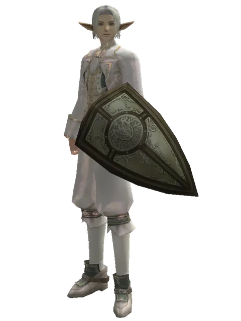 Hoplon on a male Elf, front view