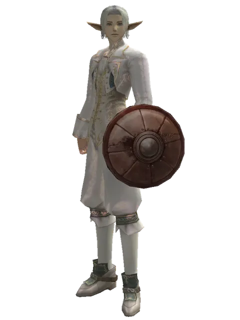 Leather Shield on a male Elf, front view