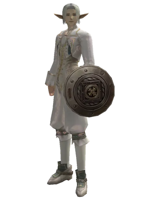 Round Shield on a male Elf, front view