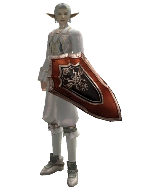 Shield of Nightmare on a male Elf, front view